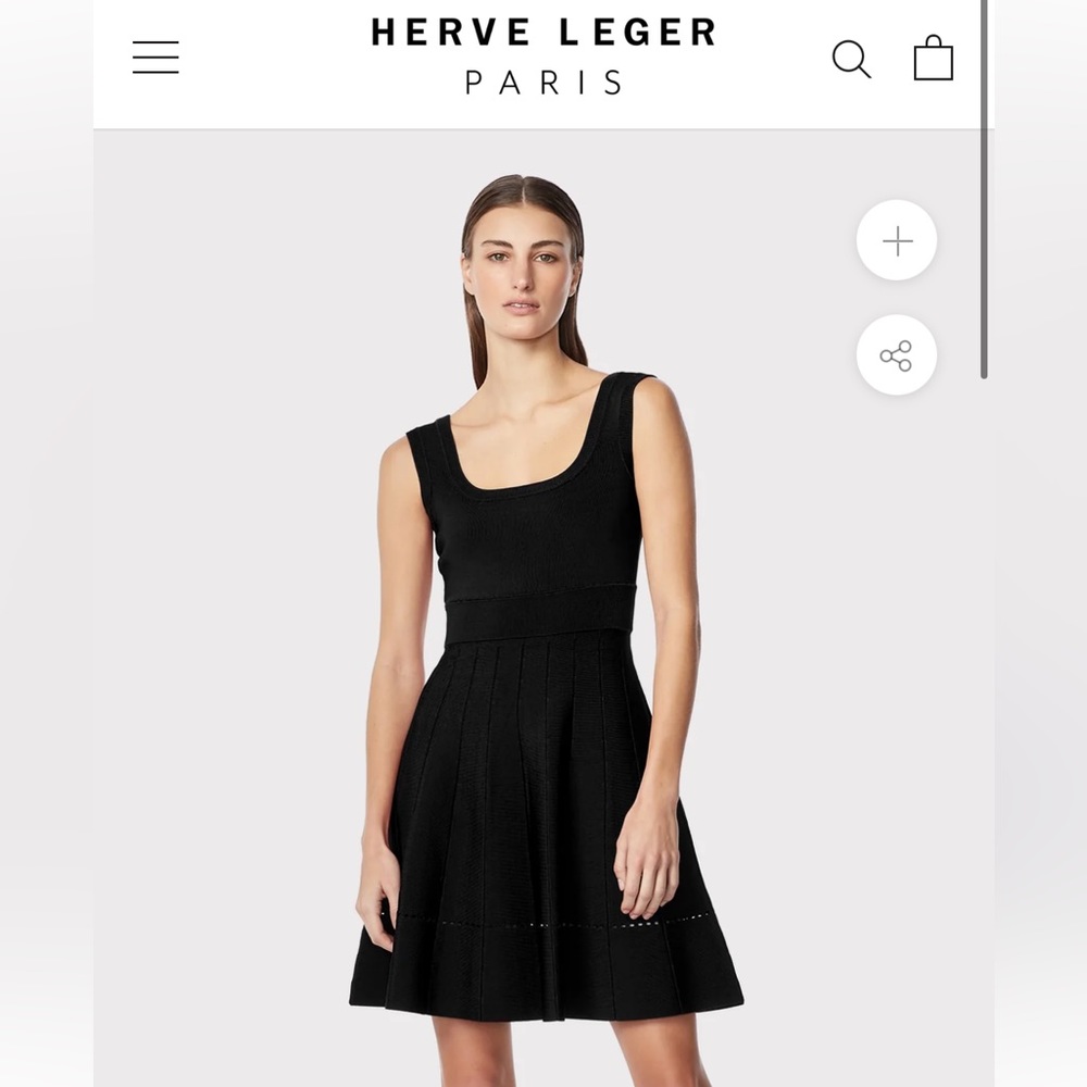 Herve Leger SCOOP NECK FIT AND FLARE MINI DRESS